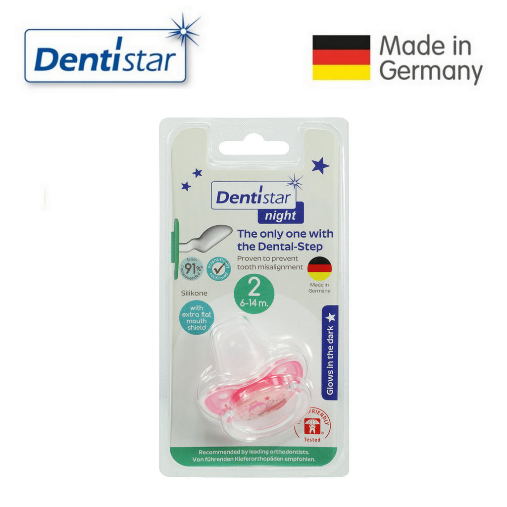 OceanoKidz.com - Dentistar Tooth-friendly Flat Night Pacifier (6-14 months) size 2 with protective cap - Fairy