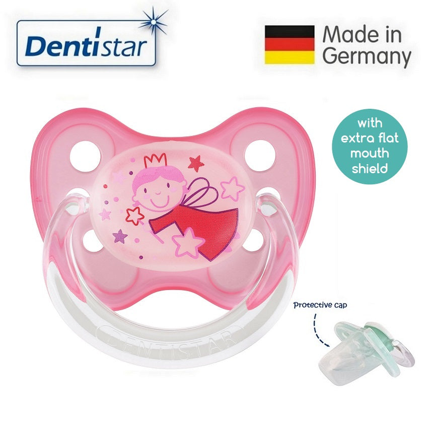 OceanoKidz.com - Dentistar Tooth-friendly Flat Night Pacifier (6-14 months) size 2 with protective cap - Fairy