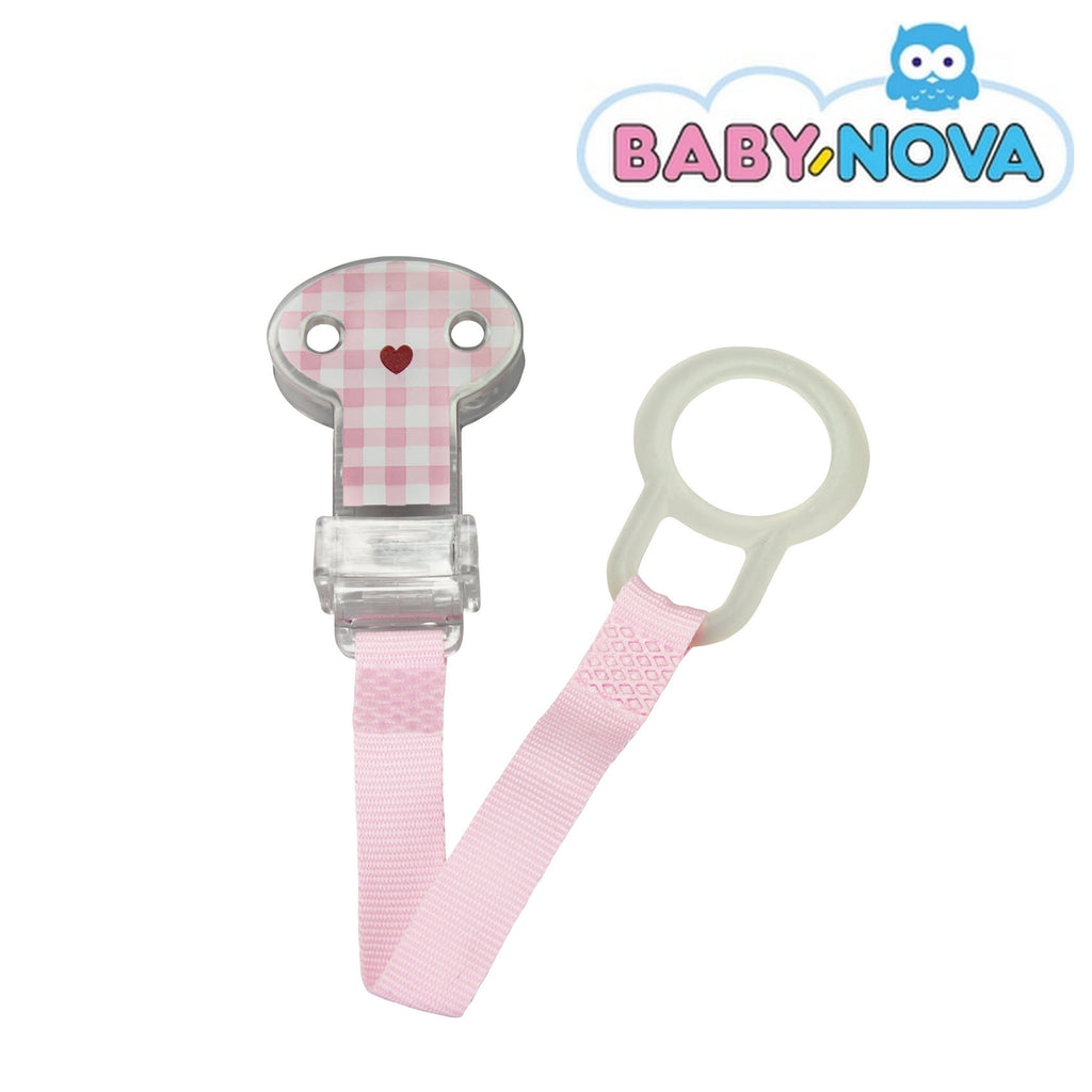 OceanoKidz.com - Baby Nova Pacifier Holder - Pink Checked