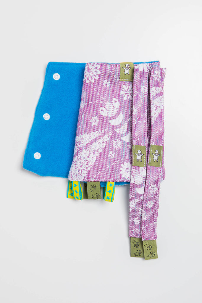 OceanoKidz.com - LennyLamb Drool Pads & Reach Straps Set - Dragonfly Lavender (Outer fabric - 60% cotton, 40% linen; Lining - 100% polyester)