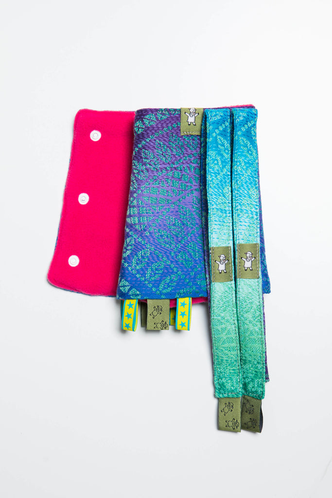 OceanoKidz.com - LennyLamb Drool Pads & Reach Straps Set - Peacock's Tail - Fantasy (60% cotton, 40% polyester)