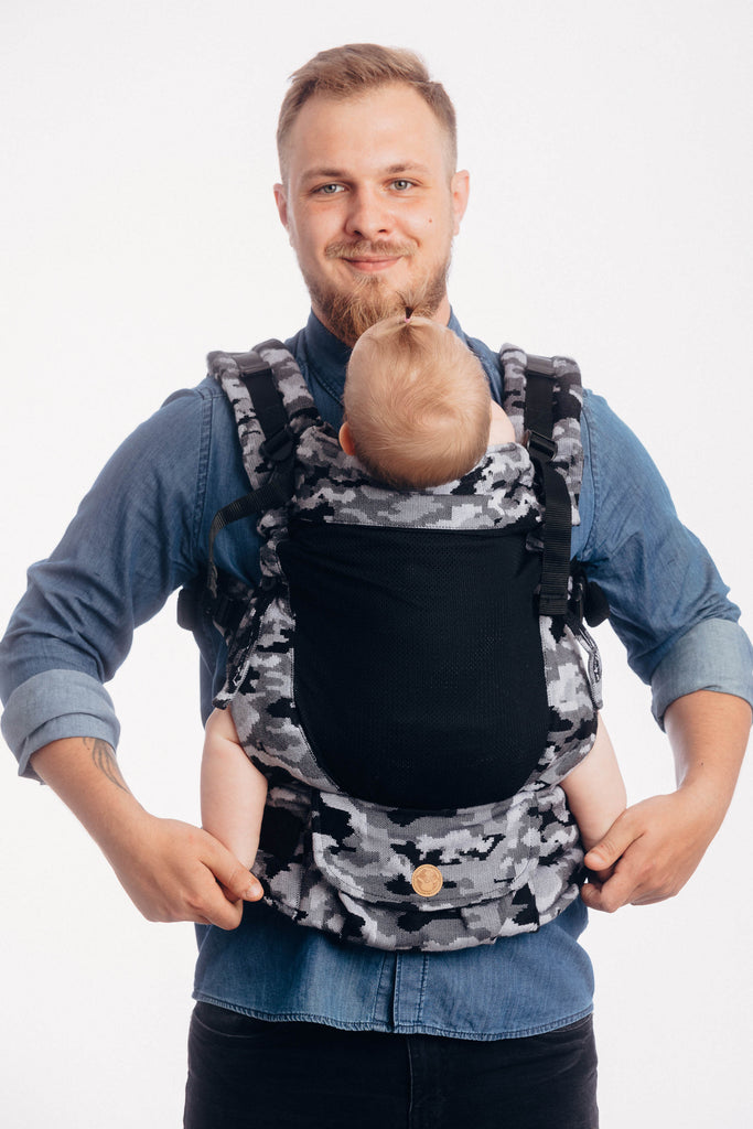OceanoKidz.com - LennyUpGrade Mesh Carrier - Grey Camo (Jacquard Weave 75% Cotton, 25% Polyester)