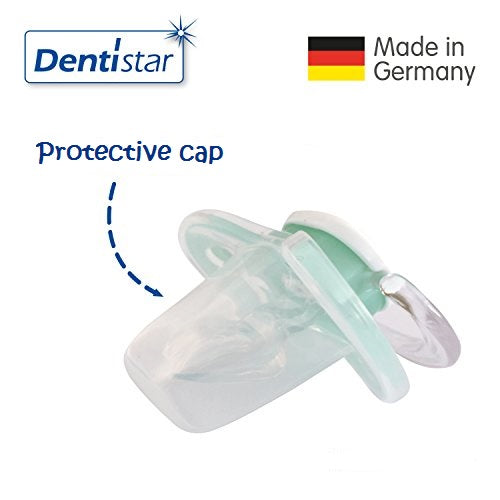 OceanoKidz.com - Dentistar Tooth-friendly Pacifier Silicone (6-14 months) size 2 with protective cap - Blue Anchor