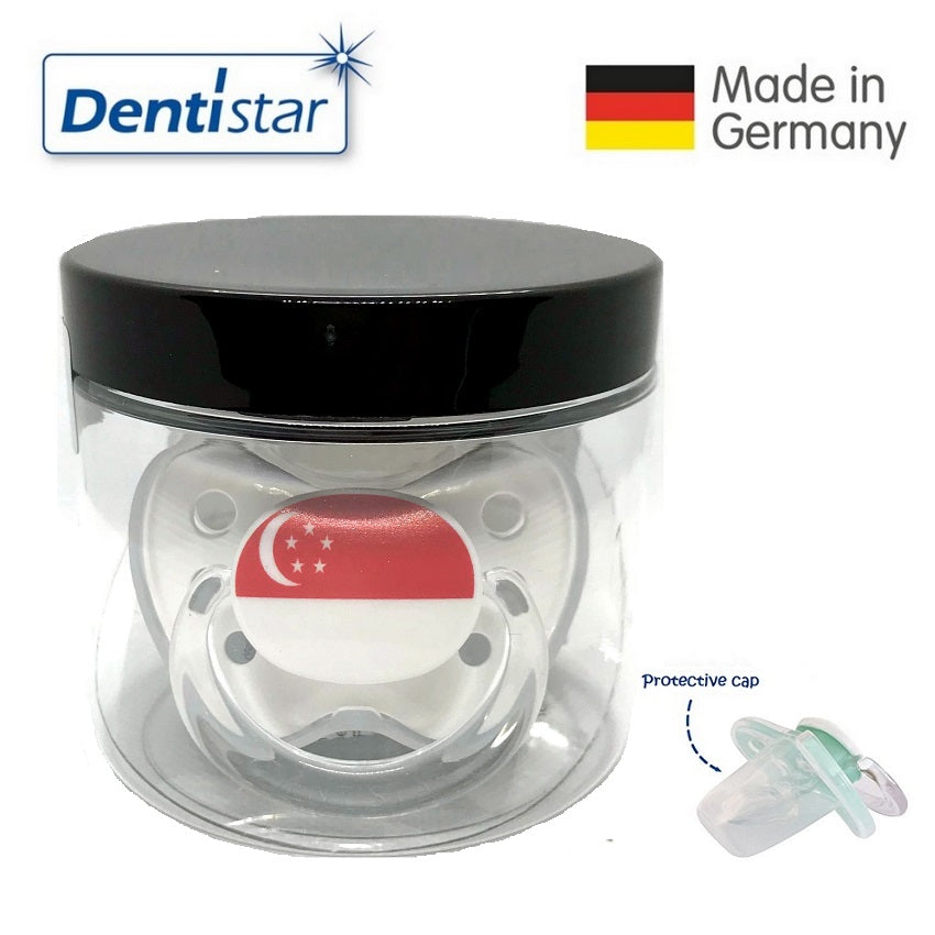 OceanoKidz.com - Dentistar Tooth-friendly Pacifier (0-6 months) size 1 with protective cap - Singapore Flag *Special Edition*