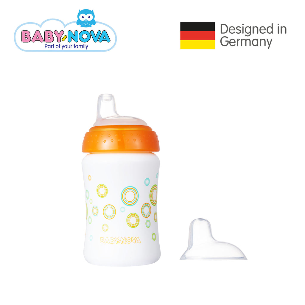 OceanoKidz.com - Baby Nova Non-Spill Cup 285 ml in White/Orange (6+ months)