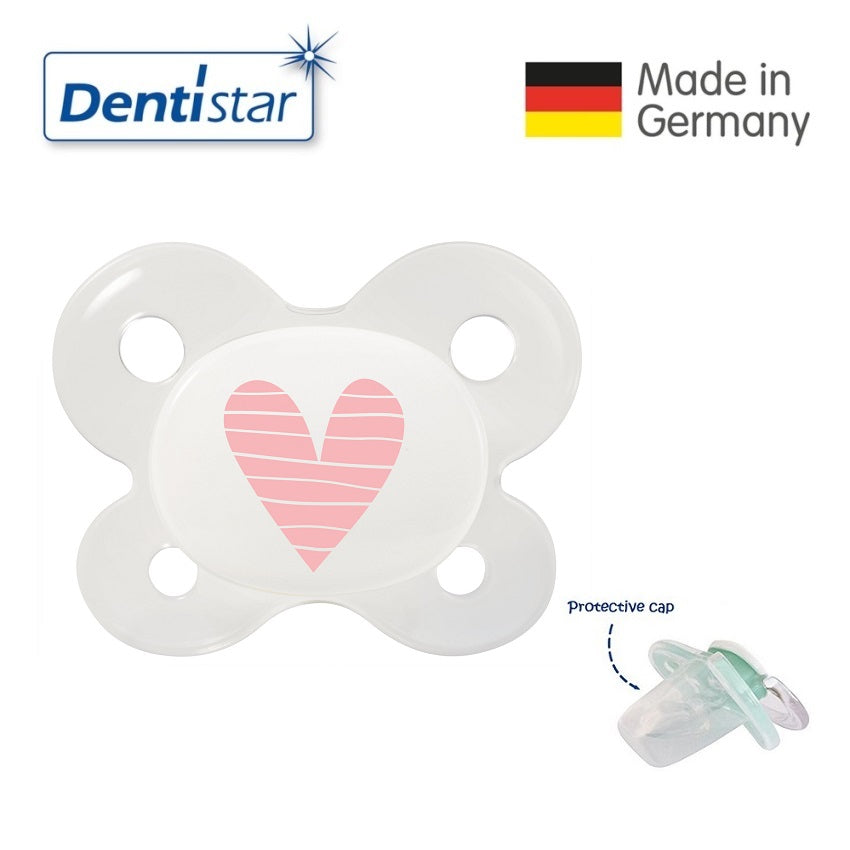 OceanoKidz.com - Dentistar Tooth-friendly Pacifier (0-2 months) size 0 with protective cap - Pink Heart