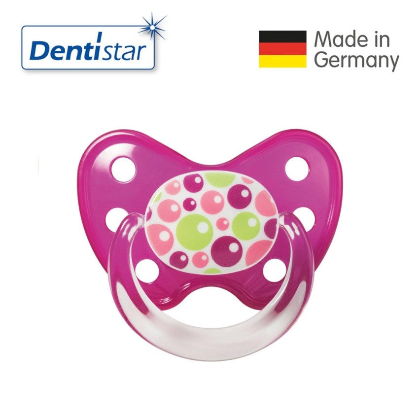 OceanoKidz.com - Dentistar Tooth-friendly Pacifier Soother Silicone (6-14 months) size 2 with ring - Bubbles [No protective cap]