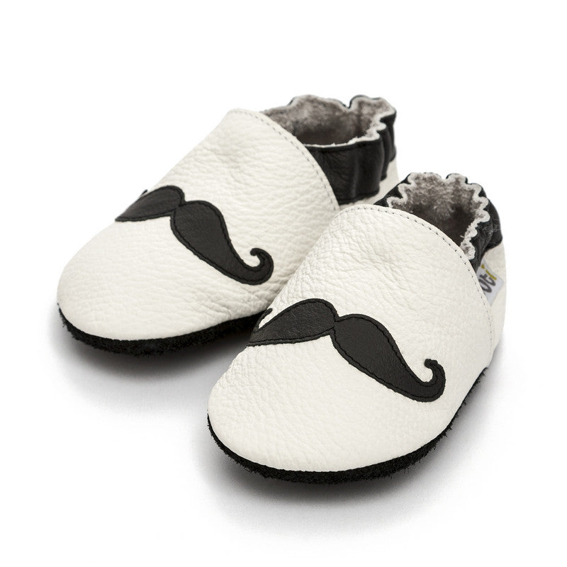 OceanoKidz.com - Liliputi® Soft Leather Baby Shoes - Moustache
